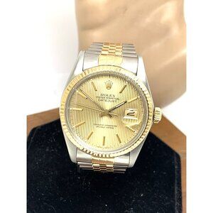 Rolex Datejust Mens Watch 16013 Swiss Automatic Tapestry Dial 1984 Two Tone 36mm